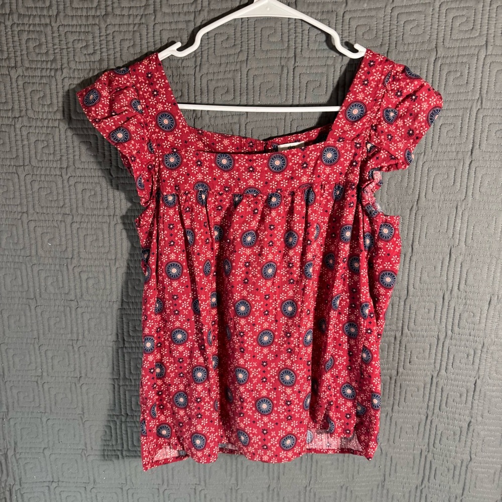Dip Blouse Women’s Size Medium Floral Geometric Red